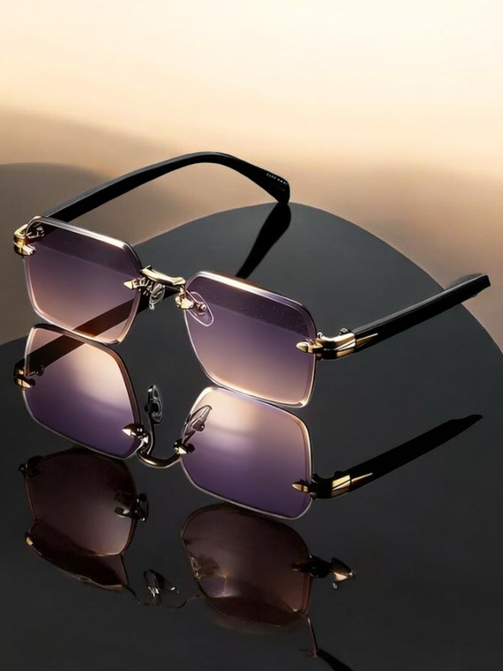Men's Purple Gradient Rimless Sunglasses !!! What U Smokin On Green,Perple Wins?